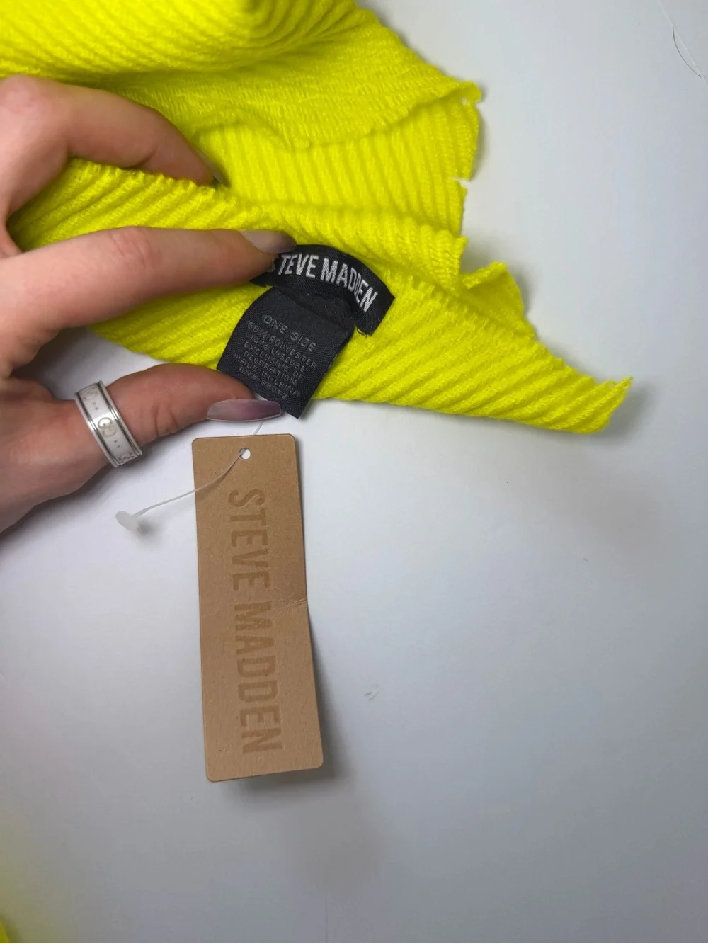 Steve Madden Bright Yellow Ribbed Scarf